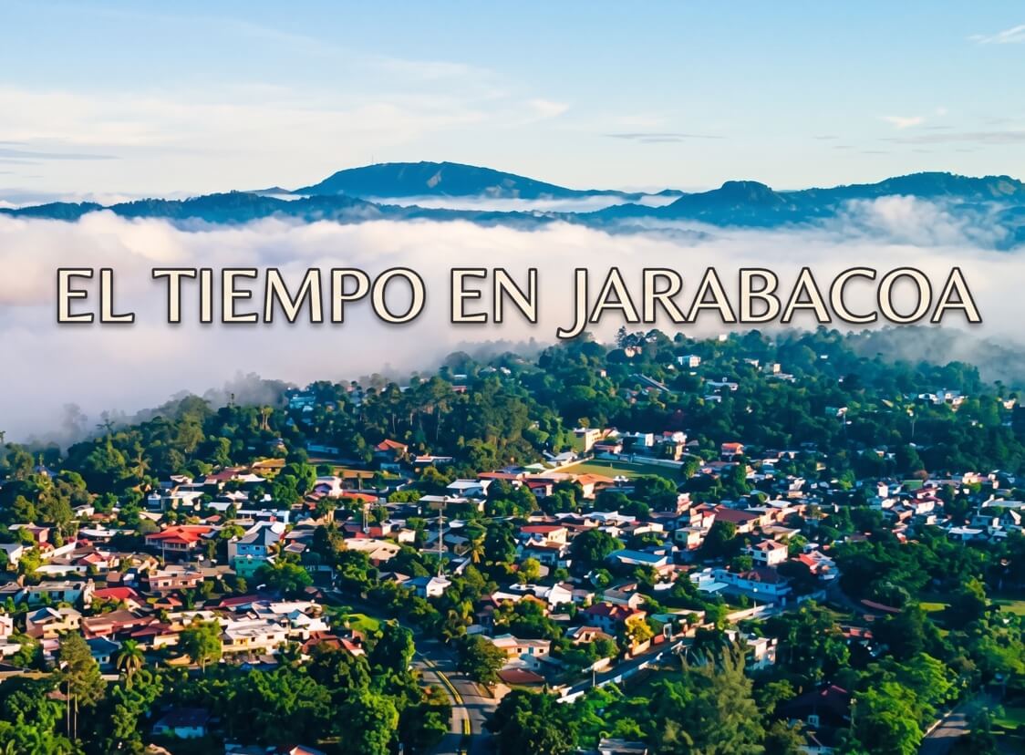 Paisaje montañoso y valle nublado que representa el tiempo en Jarabacoa.